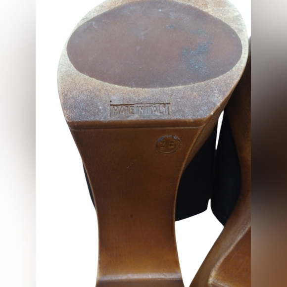 Lintervalle EUC Black Leather and Wood High Heel Open Toe Sandal Size 36 - Picture 8 of 8